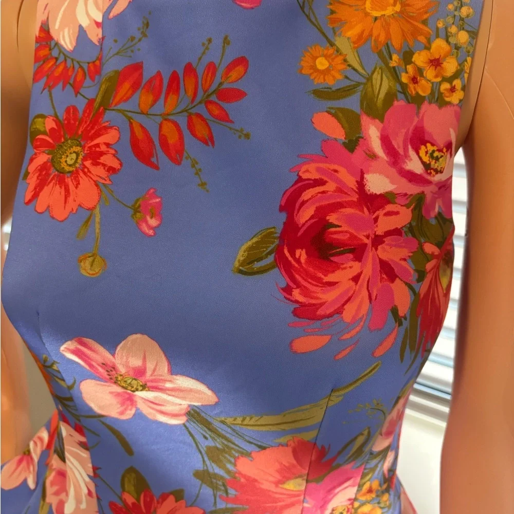 Vince Camuto Vibrant Floral Sleeveless Scuba Knit Fit & Flare Dress Size 2 Mini - Picture 6 of 10
